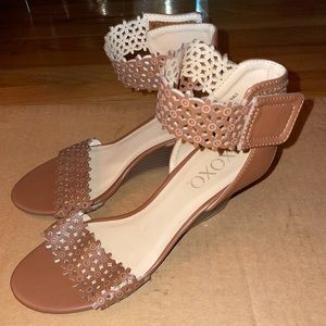 Brown Strap Mini Wedge Sandals